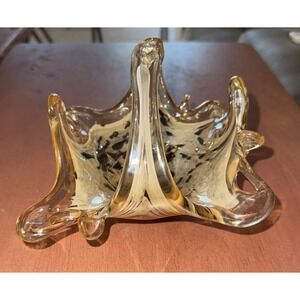 Vintage‎ Murano Blown Glass Tiger Style Print Basket Vetho Esquito Made In Italy